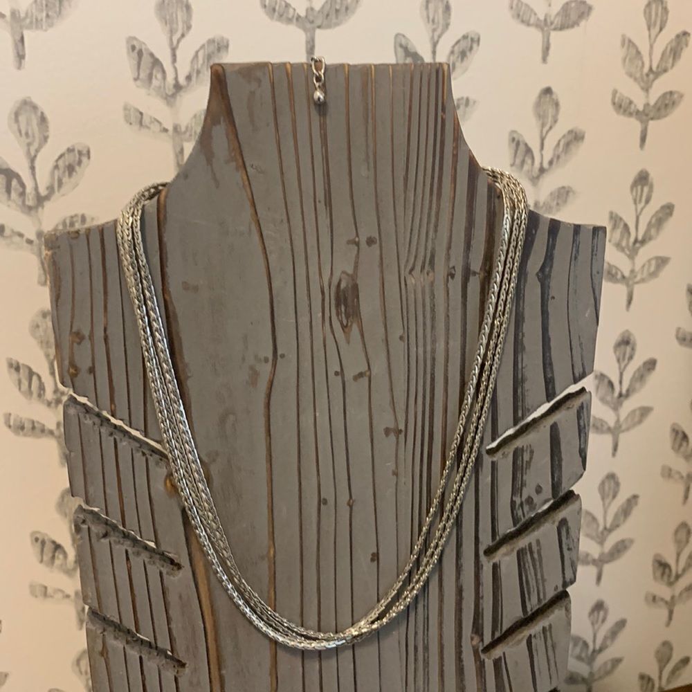 Lia Sophia silvertone three strand choker necklace